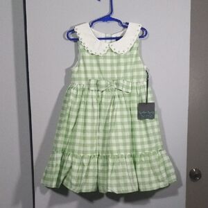 Cynthia Rowley Green Checkered Dress with White Collar Size 6 NWT